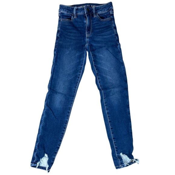 AE Ne(x)t Level Stretch High Rise Jegging in Darkβ Indigo Size 00 - Picture 2 of 7